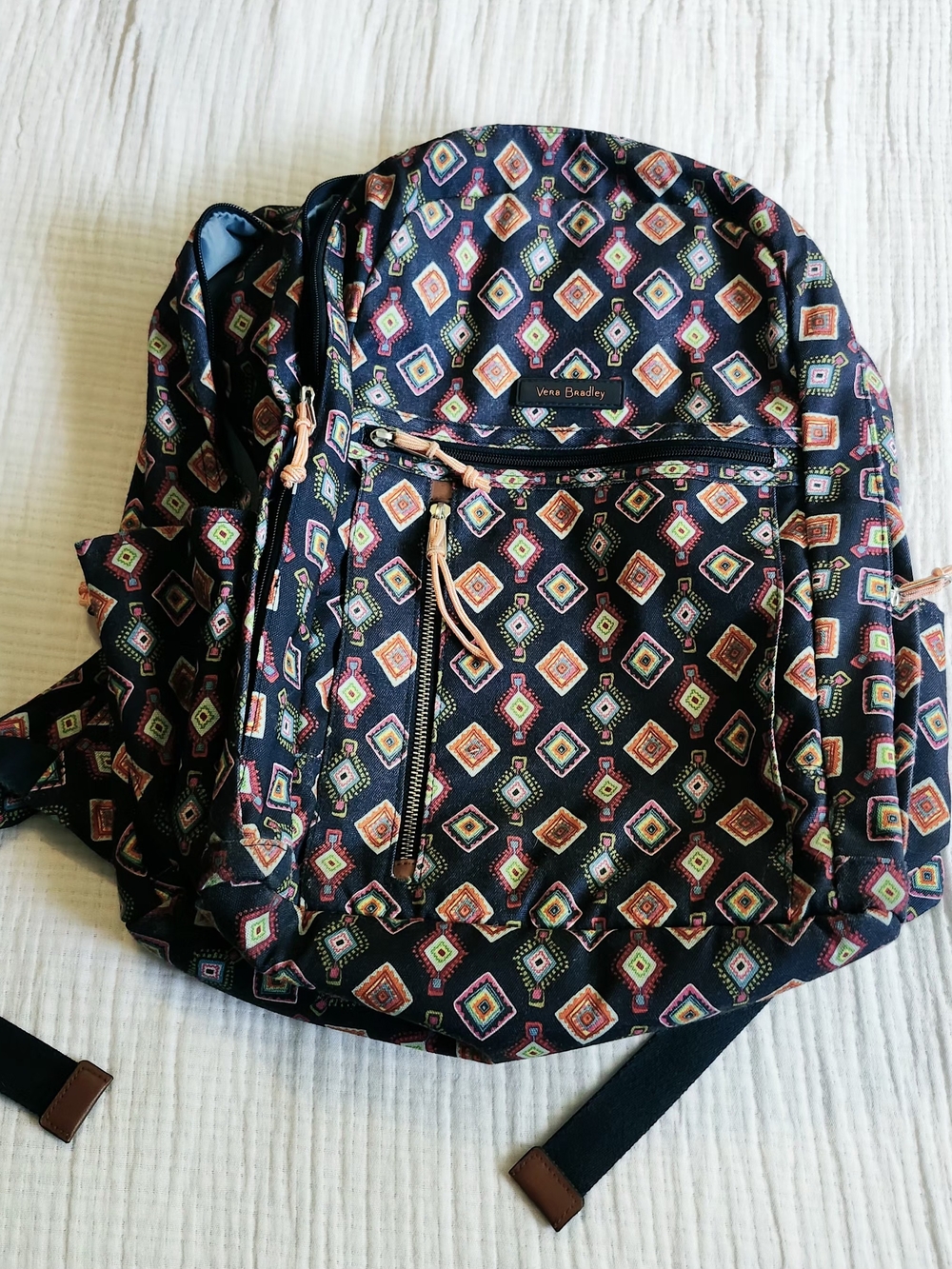 Vera Bradley Quilted Laptop Backpack - Multicolor Diamond Print - Picture 2 of 13